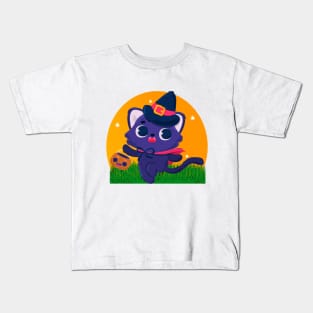 CUTE HALLOWEEN CAT Kids T-Shirt